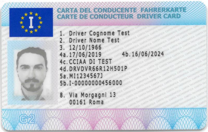 Fronte della carta tachigrafica del conducente