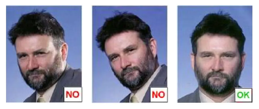 Example of face position: two photos not allowed and one allowed